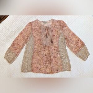Joie Acerila Pink Paisley Print Silk Blouse Size XS